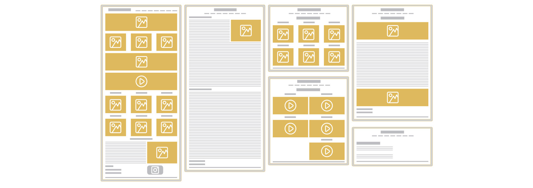 Wireframes detailing existing site structure