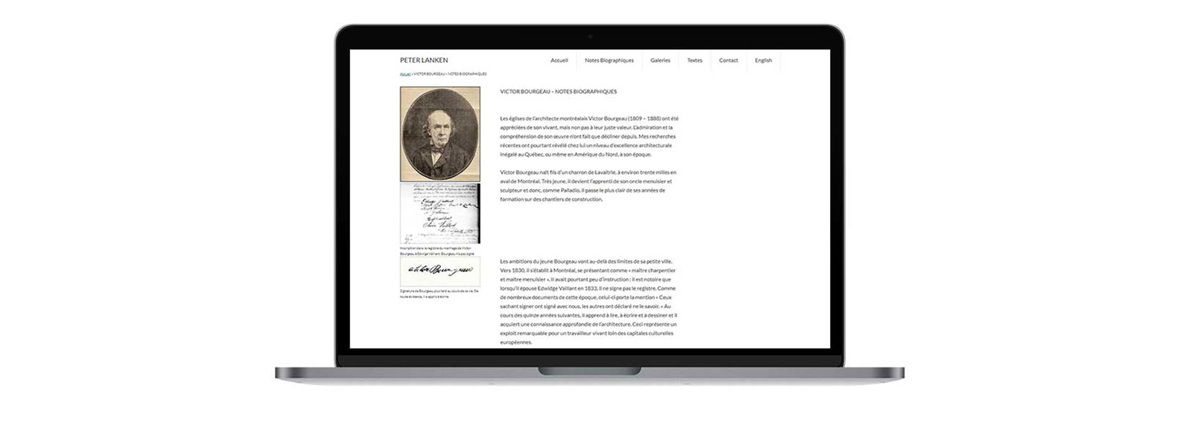 Laptop view of Peter Lanken's website