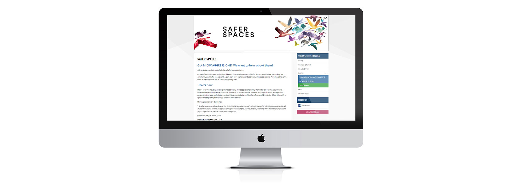 Website for Safer Spaces Dawson College